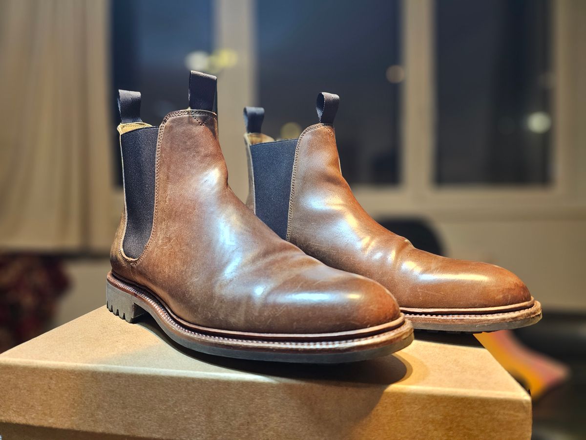 Photo by crunchyonion on December 5, 2023 of the Meermin Chelsea Boot in Tobacco Waxy Shell Cordovan.
