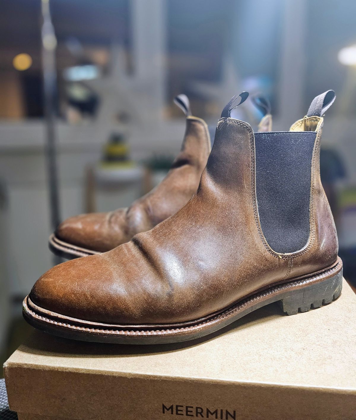 Photo by crunchyonion on February 5, 2024 of the Meermin Chelsea Boot in Tobacco Waxy Shell Cordovan.