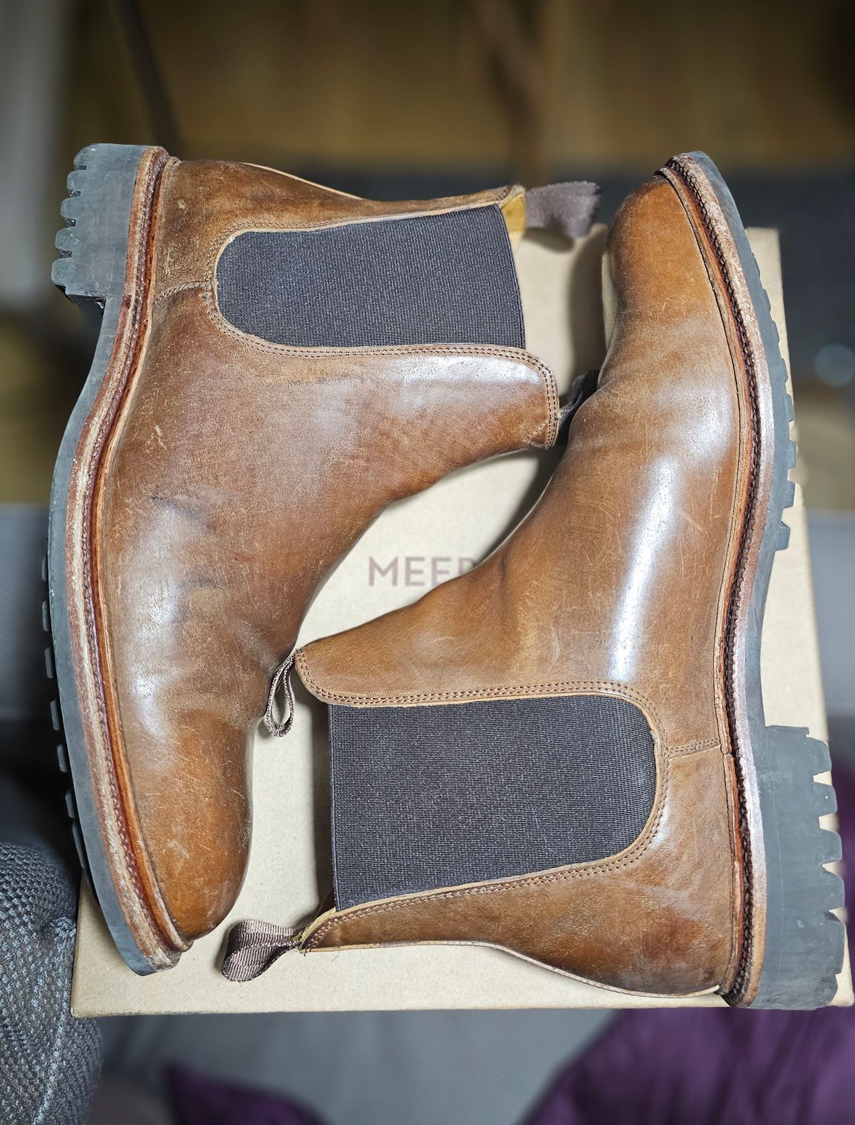 Photo by crunchyonion on February 5, 2024 of the Meermin Chelsea Boot in Tobacco Waxy Shell Cordovan.