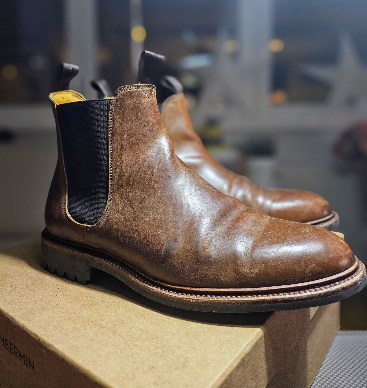Photo by crunchyonion on February 5, 2024 of the Meermin Chelsea Boot in Tobacco Waxy Shell Cordovan.