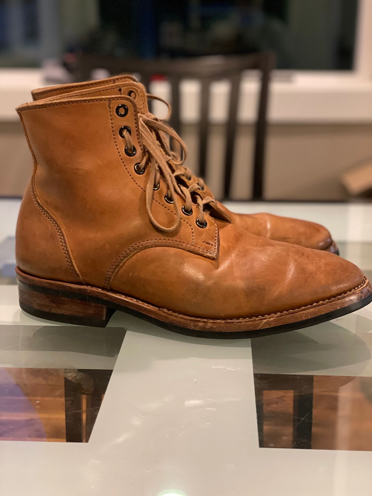 Photo by weltedware on January 5, 2024 of the Kustom Kraft Boondocker Boot in Tannery Kobel Veg-Tanned Leather.