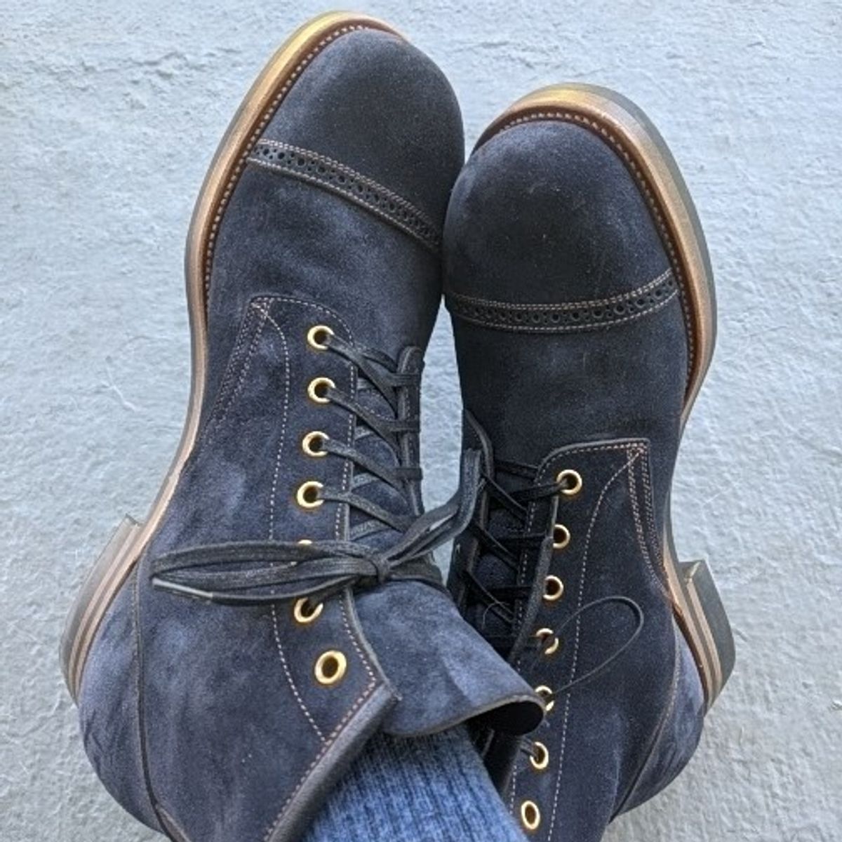 Photo by gonzalezebra on September 27, 2021 of the Iron Boots 5515 in Sciarada Navy Blue Roughout.