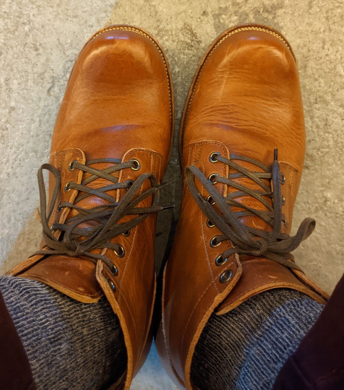 Photo by gonzalezebra on December 6, 2022 of the Viberg Service Boot in Horween English Tan Dublin.