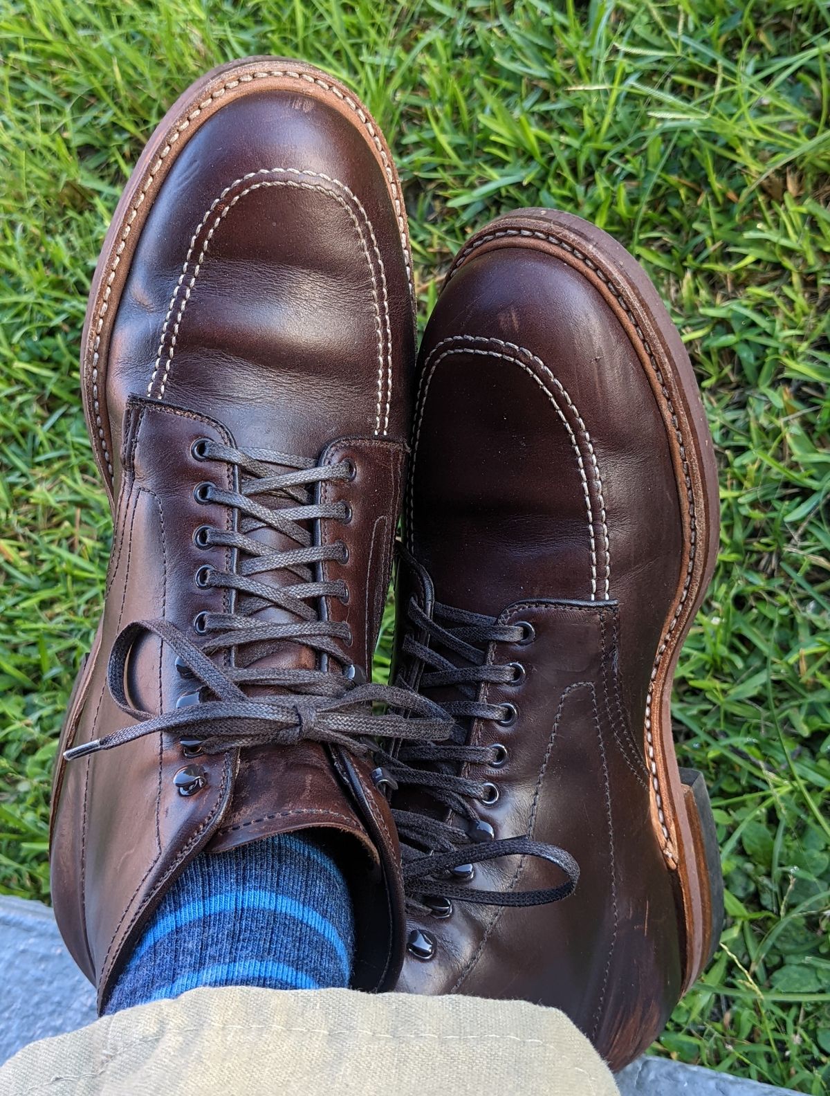 Photo by gonzalezebra on August 16, 2022 of the Alden Indy Boot in Horween Brown Chromexcel.