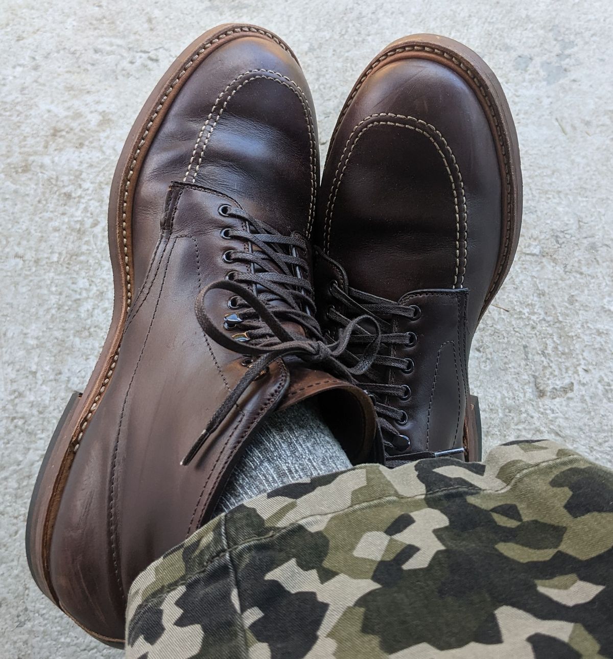 Photo by gonzalezebra on December 14, 2022 of the Alden Indy Boot in Horween Brown Chromexcel.