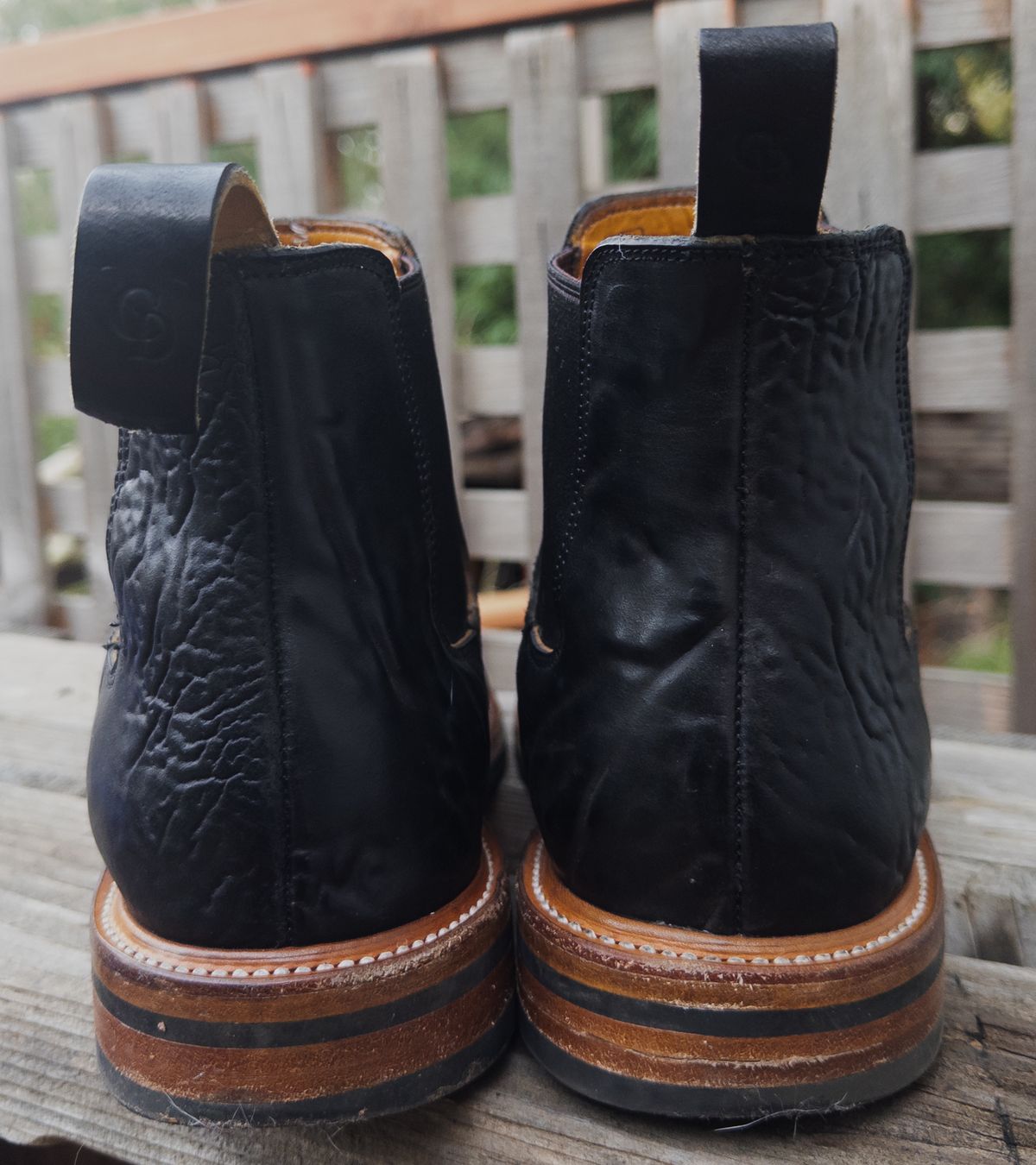 Photo by amaru_and_crow on December 2, 2025 of the Christian Daniel Fernando Chelsea in Maryam Hand Overdyed Mustard Horsebutt.