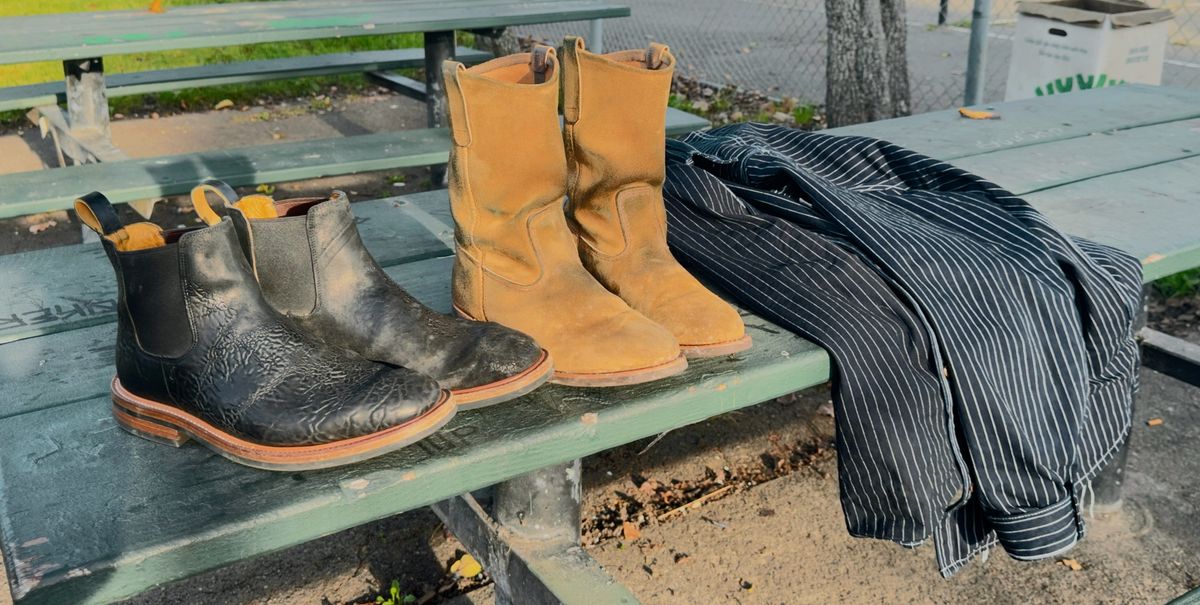 Photo by amaru_and_crow on February 6, 2026 of the Christian Daniel Fernando Chelsea in Maryam Hand Overdyed Mustard Horsebutt.