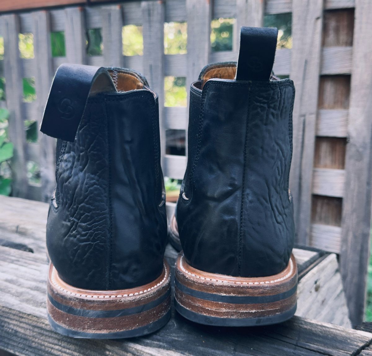 Photo by amaru_and_crow on April 2, 2026 of the Christian Daniel Fernando Chelsea in Maryam Hand Overdyed Mustard Horsebutt.