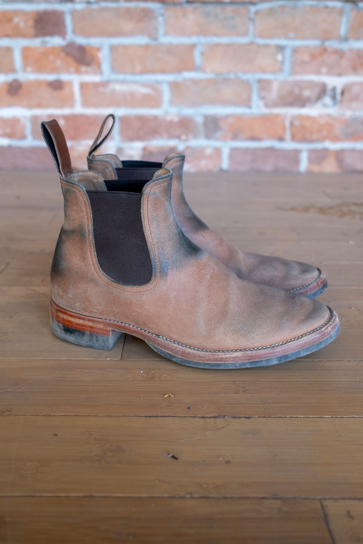 Photo by SBE2002 on December 5, 2024 of the Briselblack The Seventh Chelsea Boot in Maryam Toscanello Waxed Reverse Horsebutt.