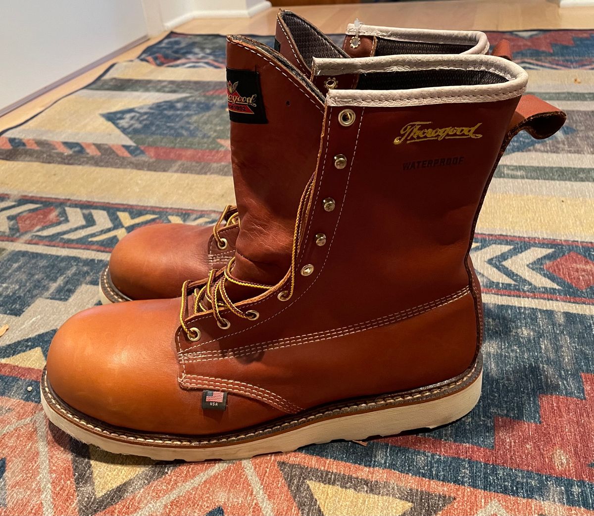 Photo by LU134 on October 3, 2023 of the Thorogood 8" Plain Toe in Unknown Leather.