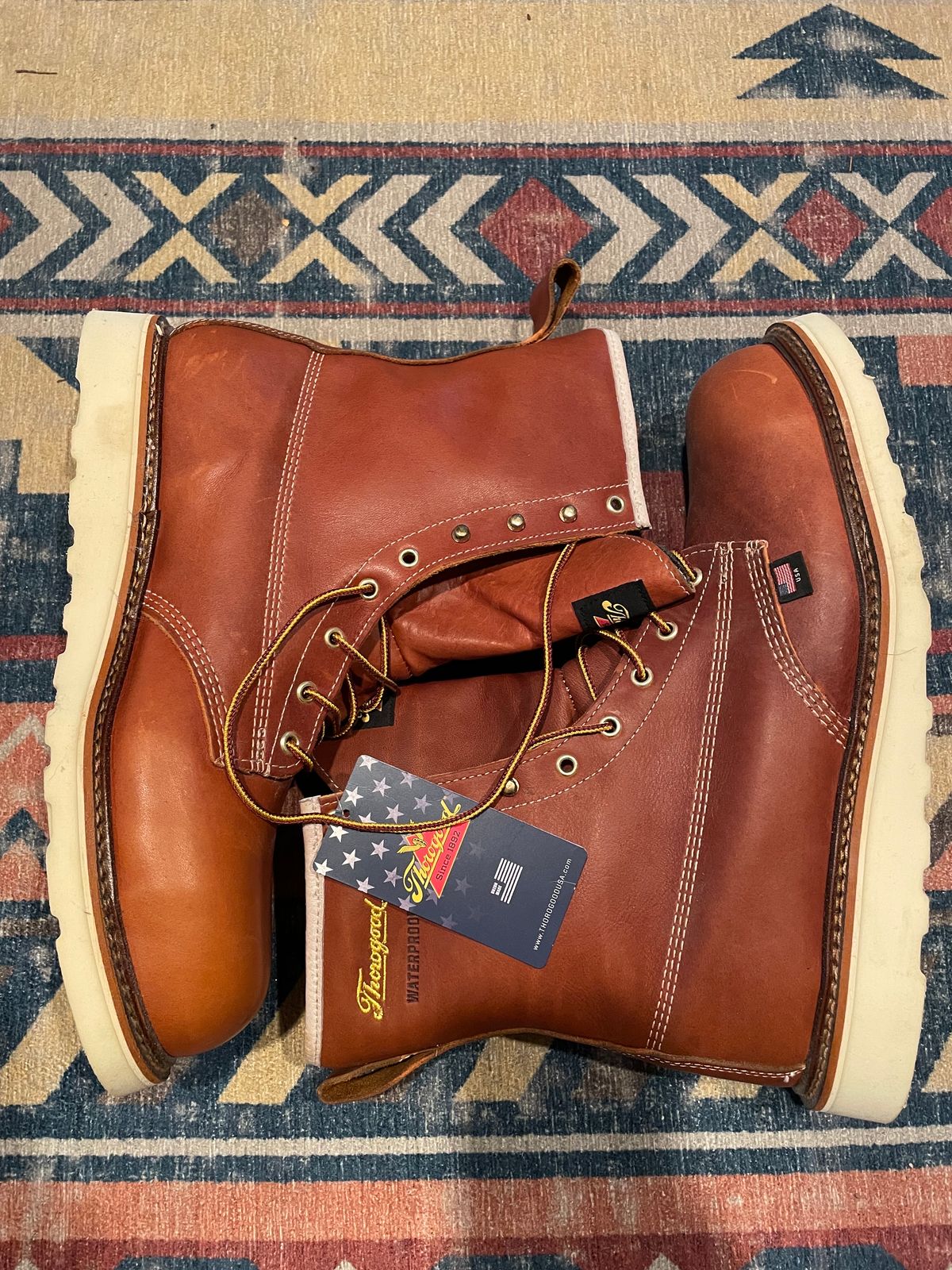 Photo by LU134 on October 3, 2023 of the Thorogood 8" Plain Toe in Unknown Leather.