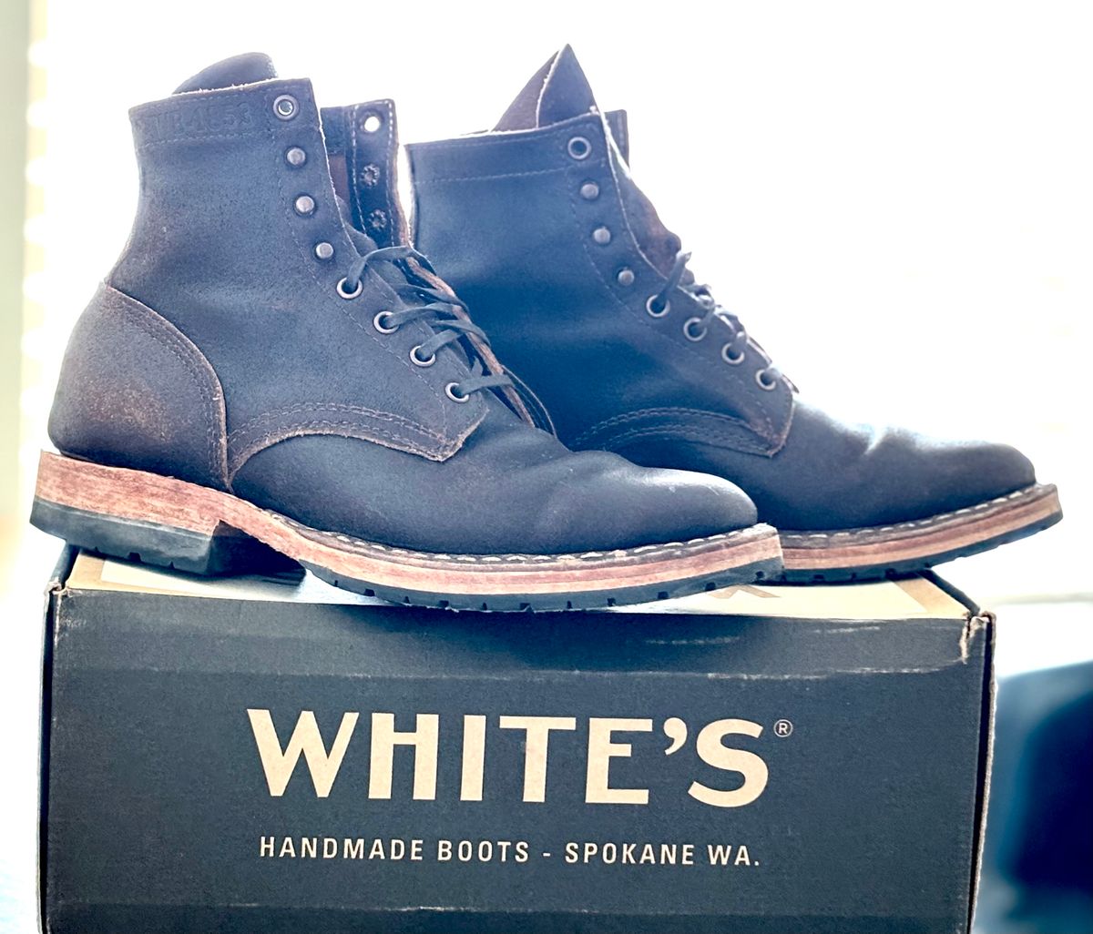 Photo by brianscotty on February 25, 2024 of the White's MP-Sherman Plain Toe in Horween Dark Brown Waxed Flesh.