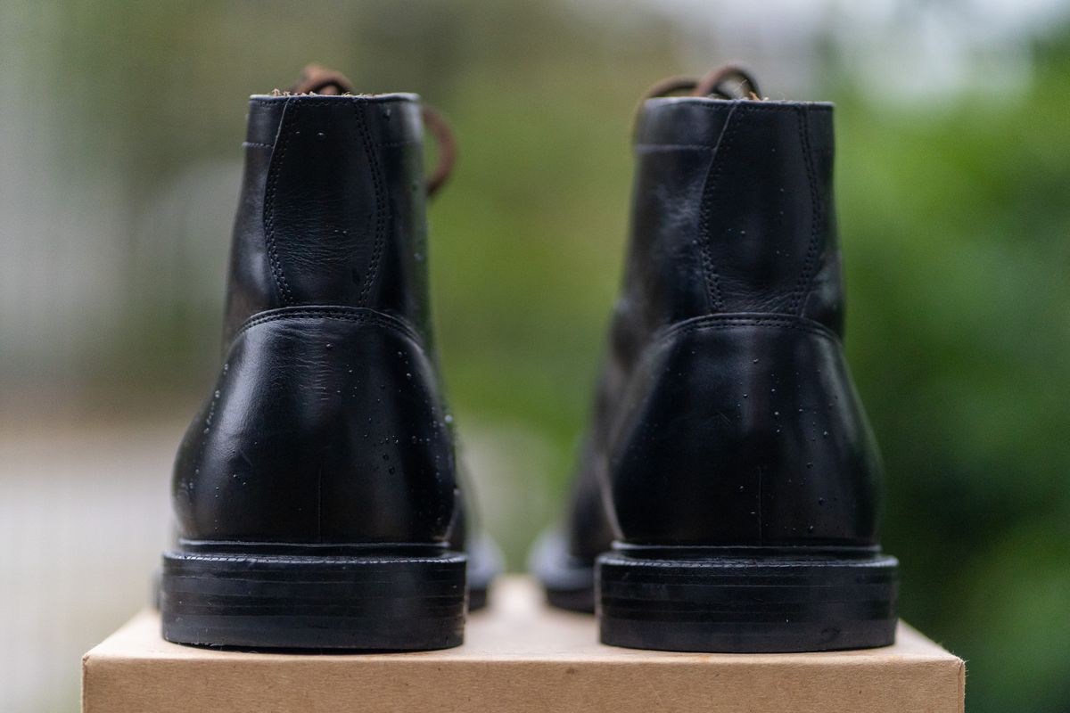 Photo by brianscotty on November 3, 2024 of the Grant Stone Diesel Boot in Horween Black Chromexcel.