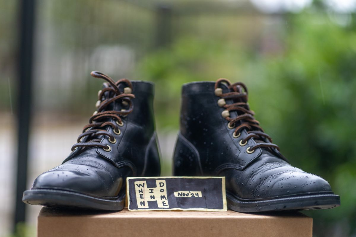 Photo by brianscotty on November 3, 2024 of the Grant Stone Diesel Boot in Horween Black Chromexcel.