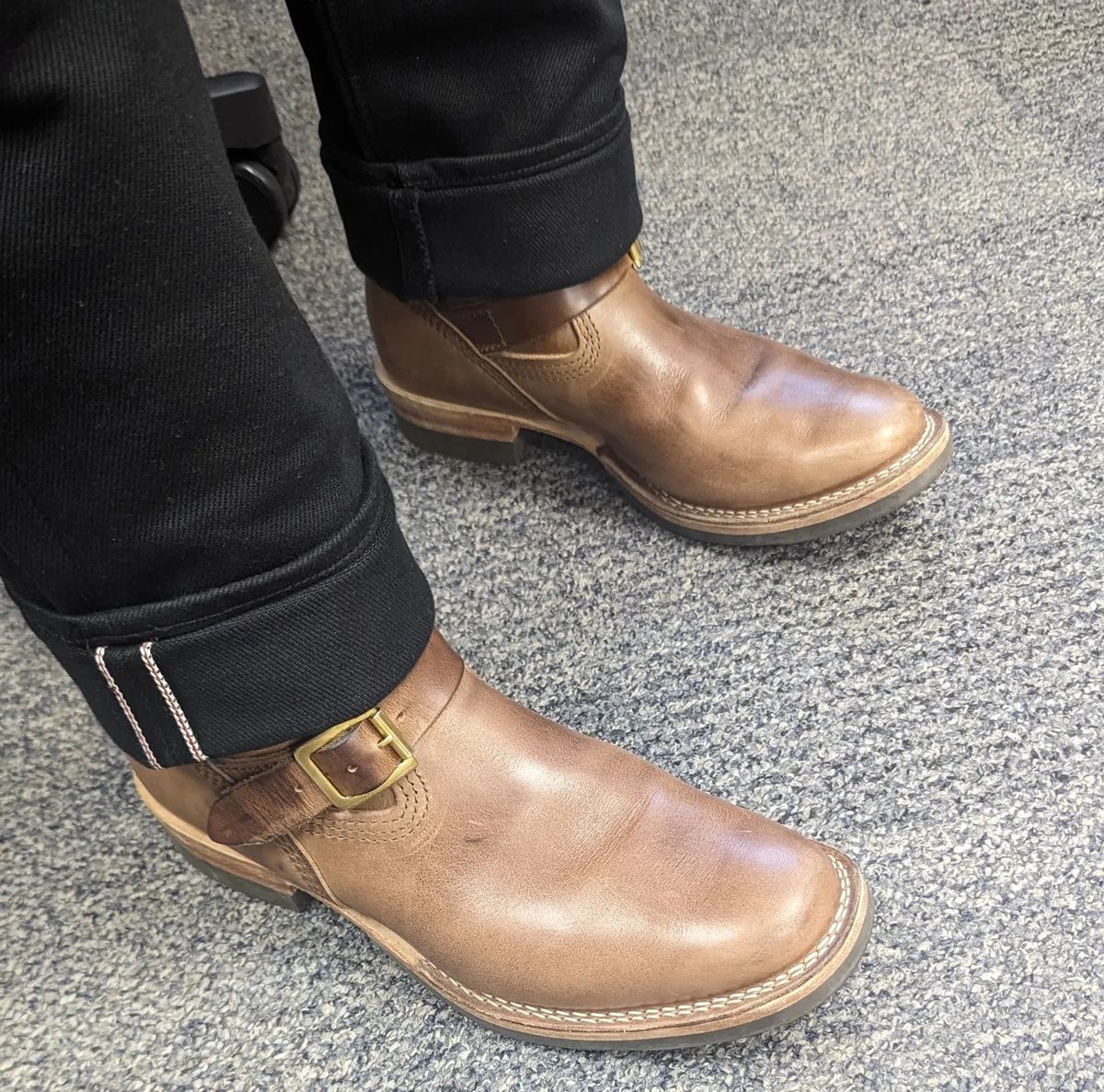 Photo by OnMyFeet on January 30, 2024 of the Wesco Mister Lou in Horween Natural Chromexcel.