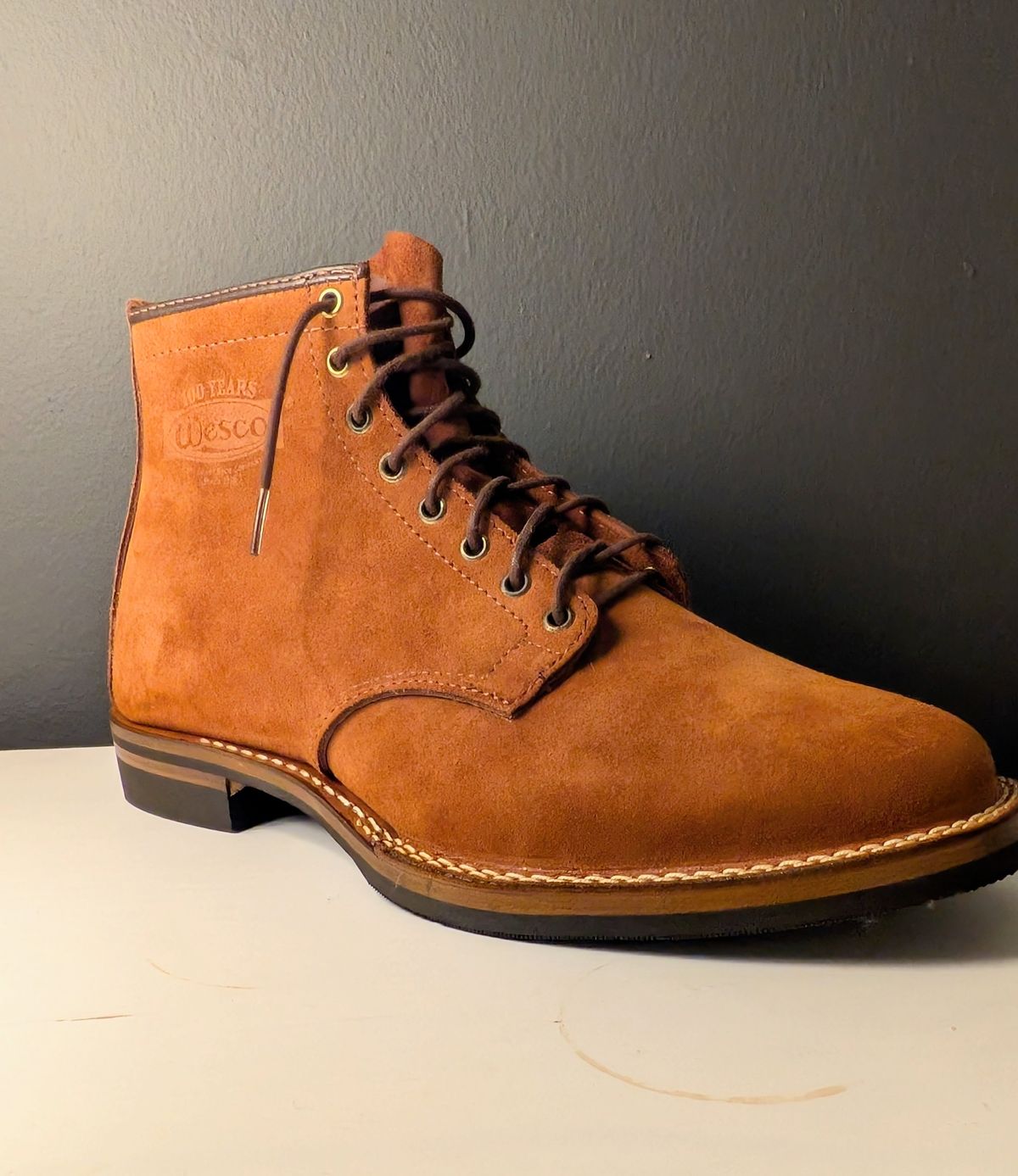 Photo by OnMyFeet on January 7, 2025 of the Wesco Johannes in Brown Roughout.