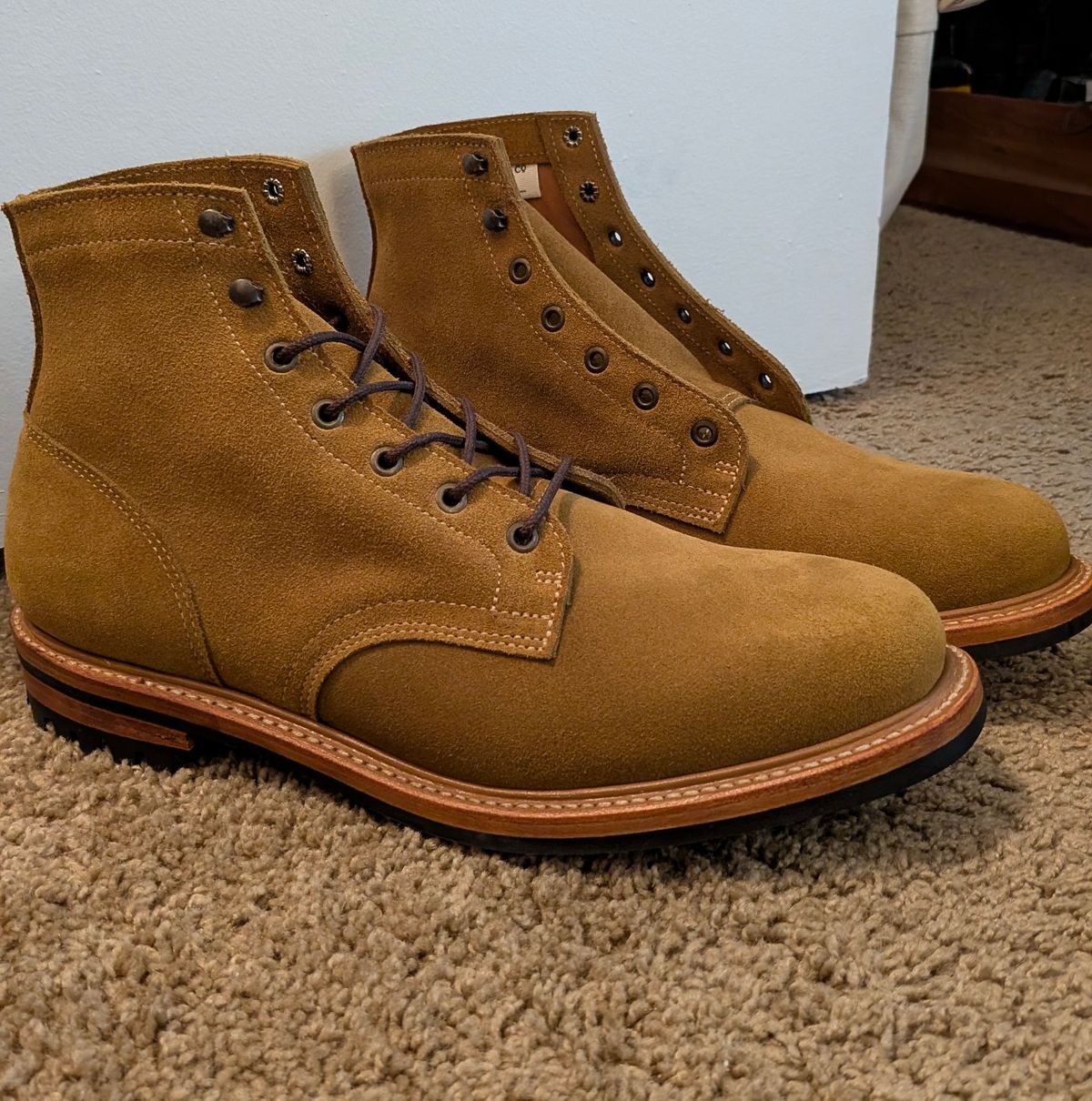 Photo by OnMyFeet on September 15, 2025 of the Truman Plain Toe Boot in Combat Rough Out.