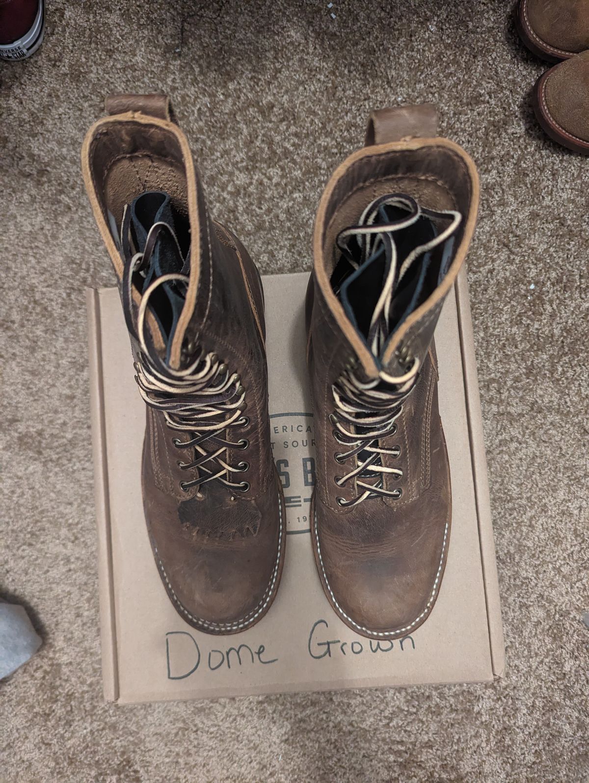 Photo by OnMyFeet on November 1, 2023 of the Drew's Boots 8-Inch Logger in Rowdy Smooth.