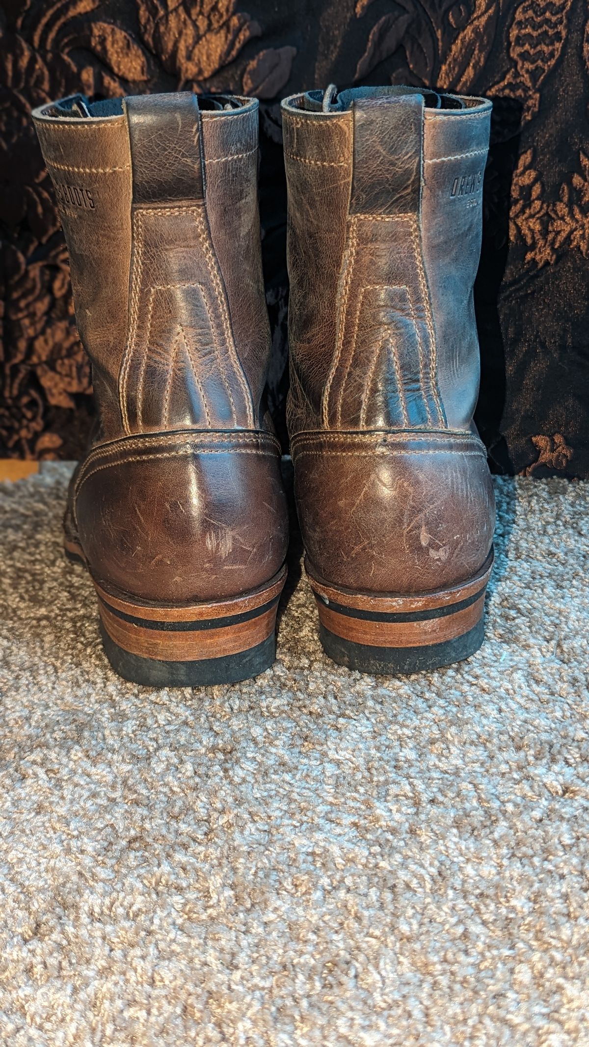 Photo by OnMyFeet on January 3, 2024 of the Drew's Boots 8-Inch Logger in Rowdy Smooth.