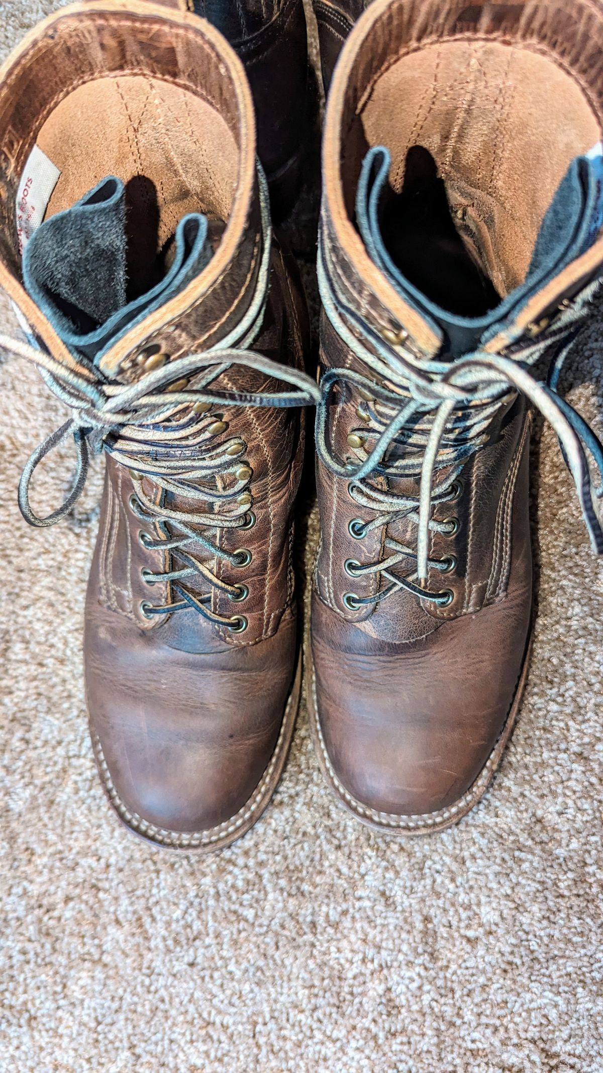 Photo by OnMyFeet on April 5, 2024 of the Drew's Boots 8-Inch Logger in Rowdy Smooth.