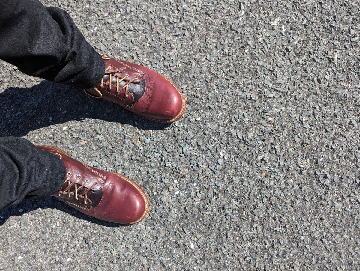 Photo by OnMyFeet on October 4, 2023 of the Wolverine 1000 Mile Plain-Toe Boot in Horween Color 8 Chromexcel.