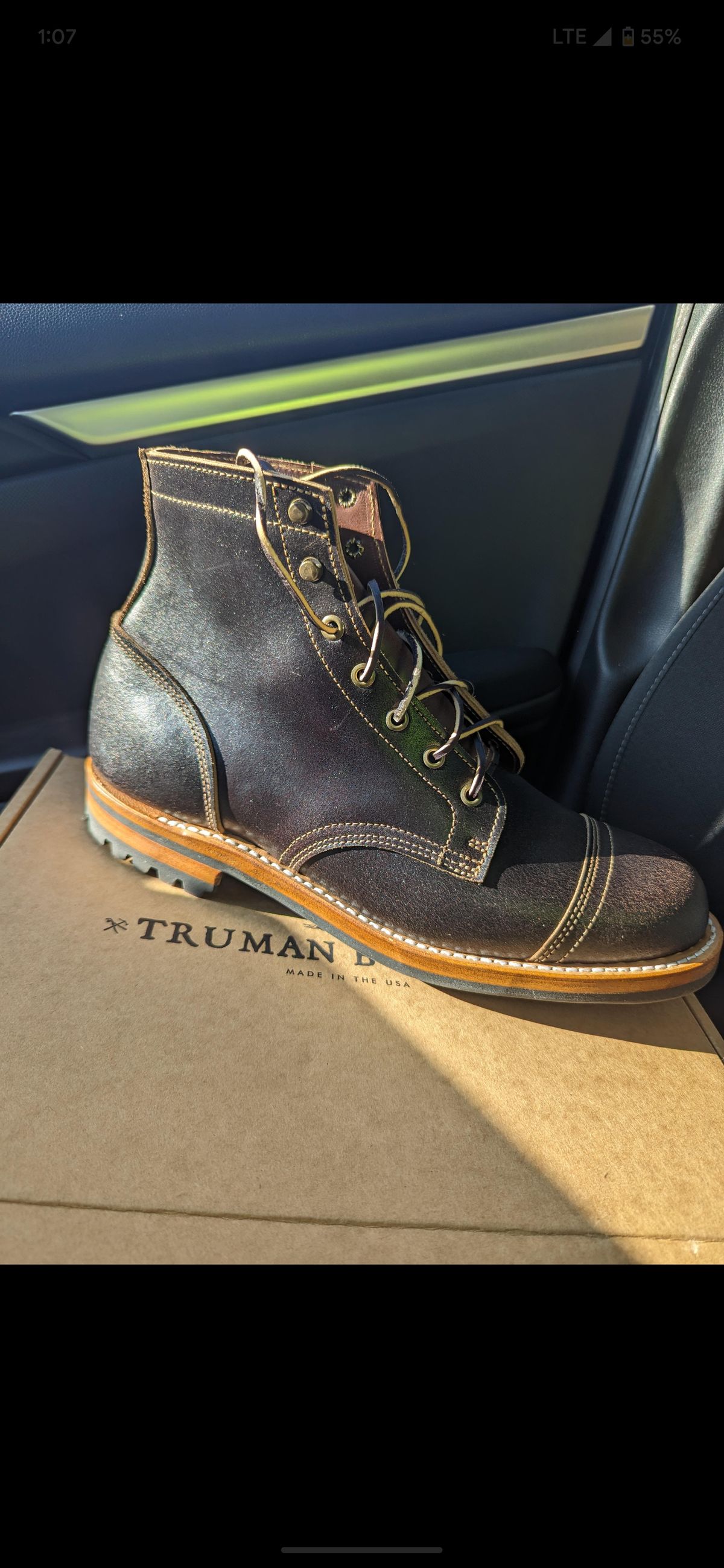 Photo by OnMyFeet on May 23, 2023 of the Truman Cap Toe Boot in Horween Java Waxed Flesh.