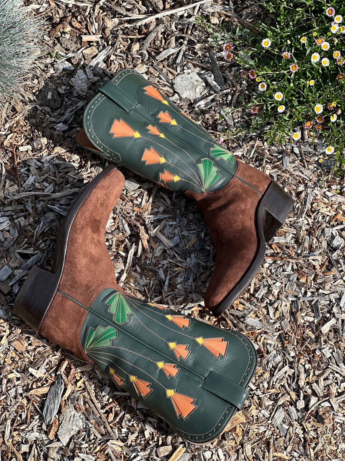 Photo by m.miel on November 1, 2023 of the Maya Miel Cowboy Boot in Pig Suede.