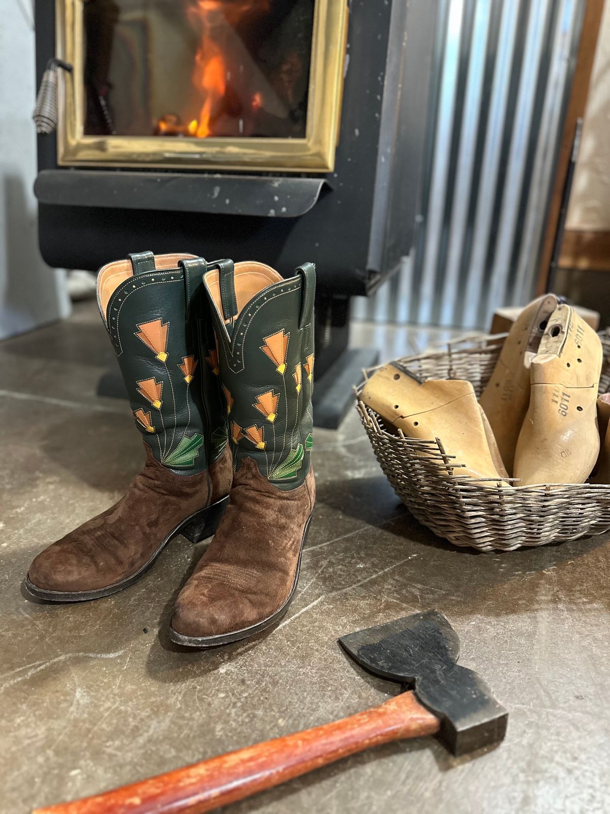 Photo by m.miel on January 4, 2024 of the Maya Miel Cowboy Boot in Pig Suede.