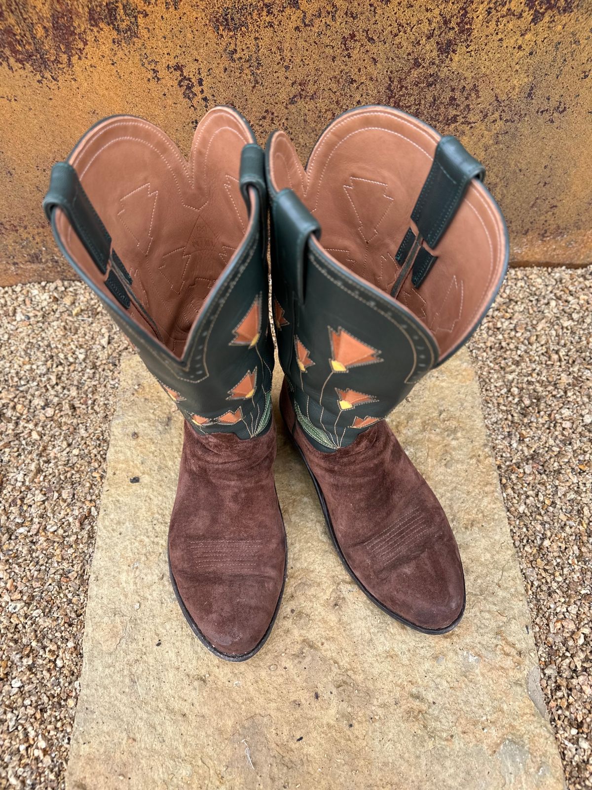 Photo by m.miel on March 4, 2024 of the Maya Miel Cowboy Boot in Pig Suede.