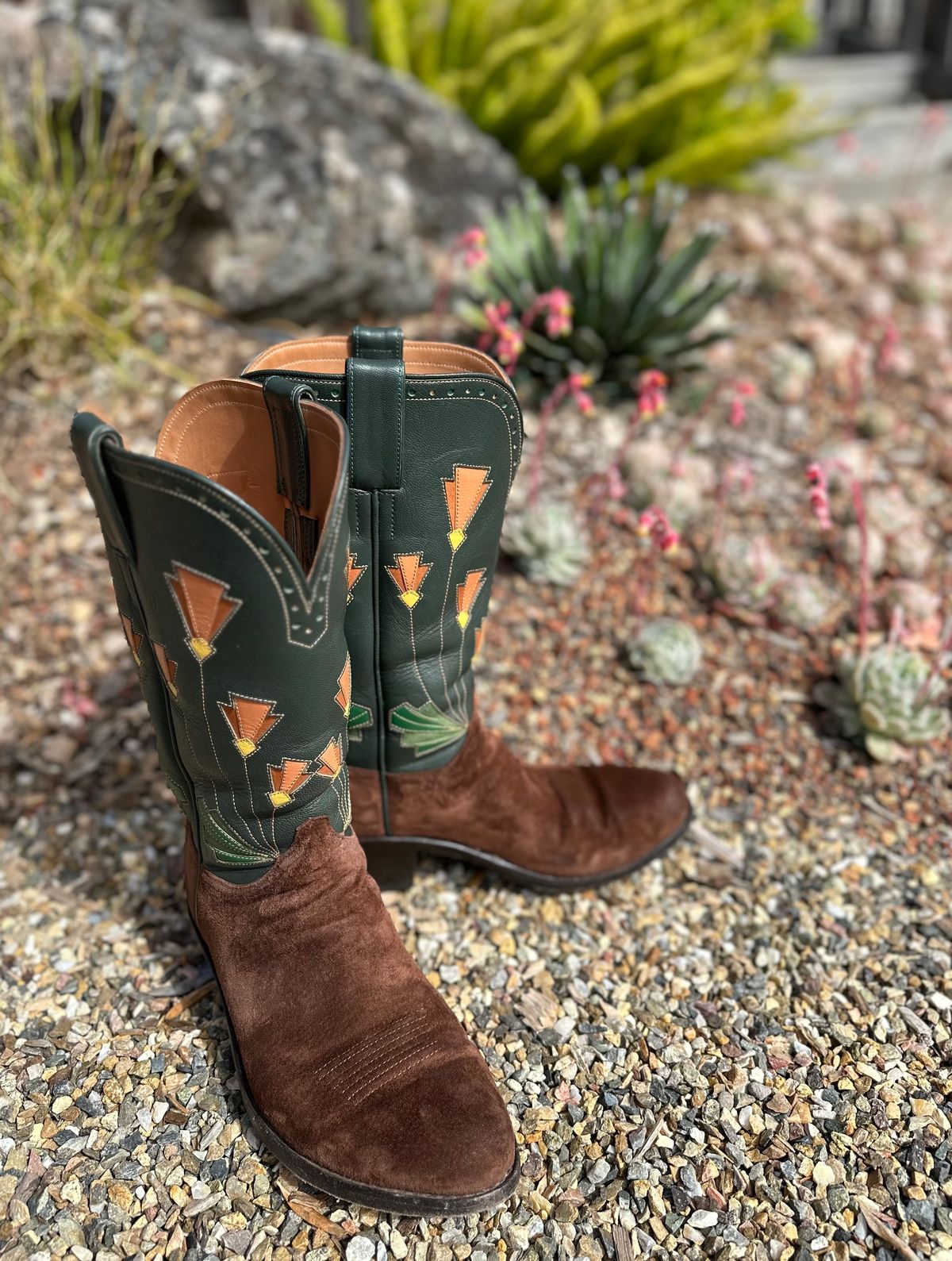 Photo by m.miel on April 3, 2024 of the Maya Miel Cowboy Boot in Pig Suede.