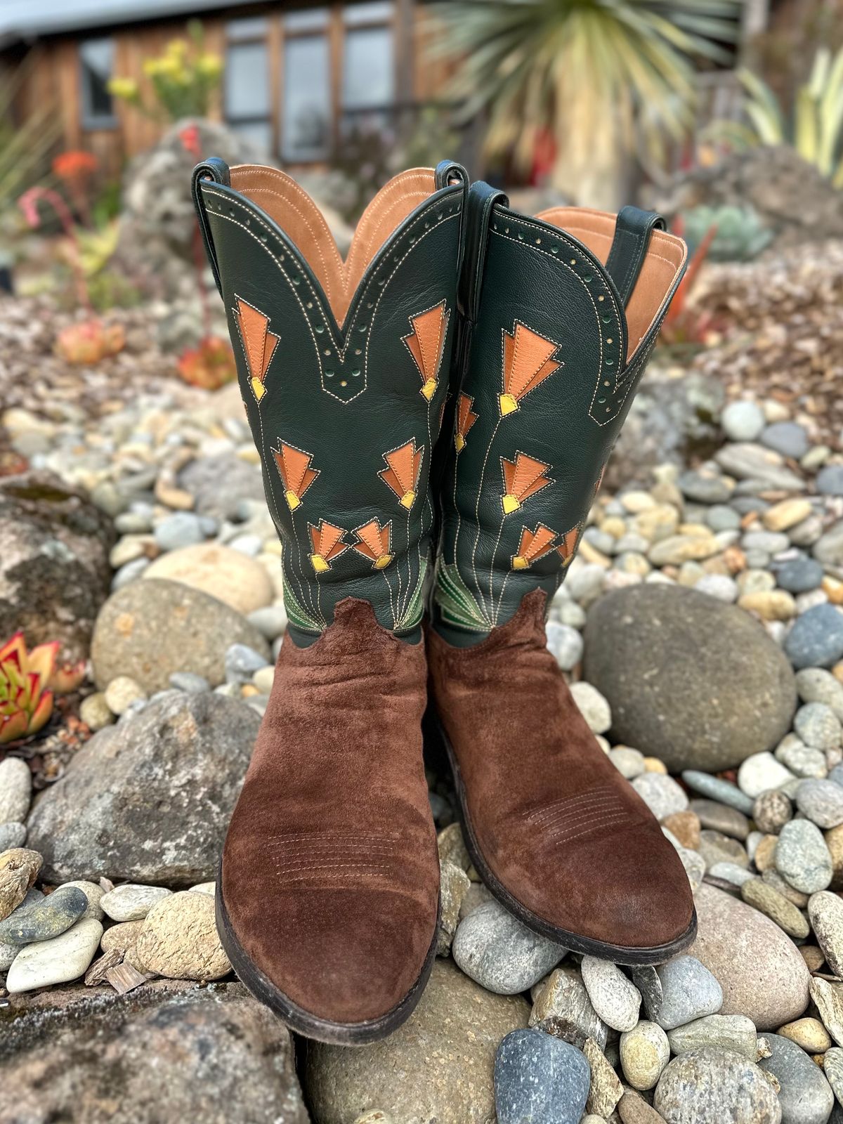 Photo by m.miel on April 3, 2024 of the Maya Miel Cowboy Boot in Pig Suede.