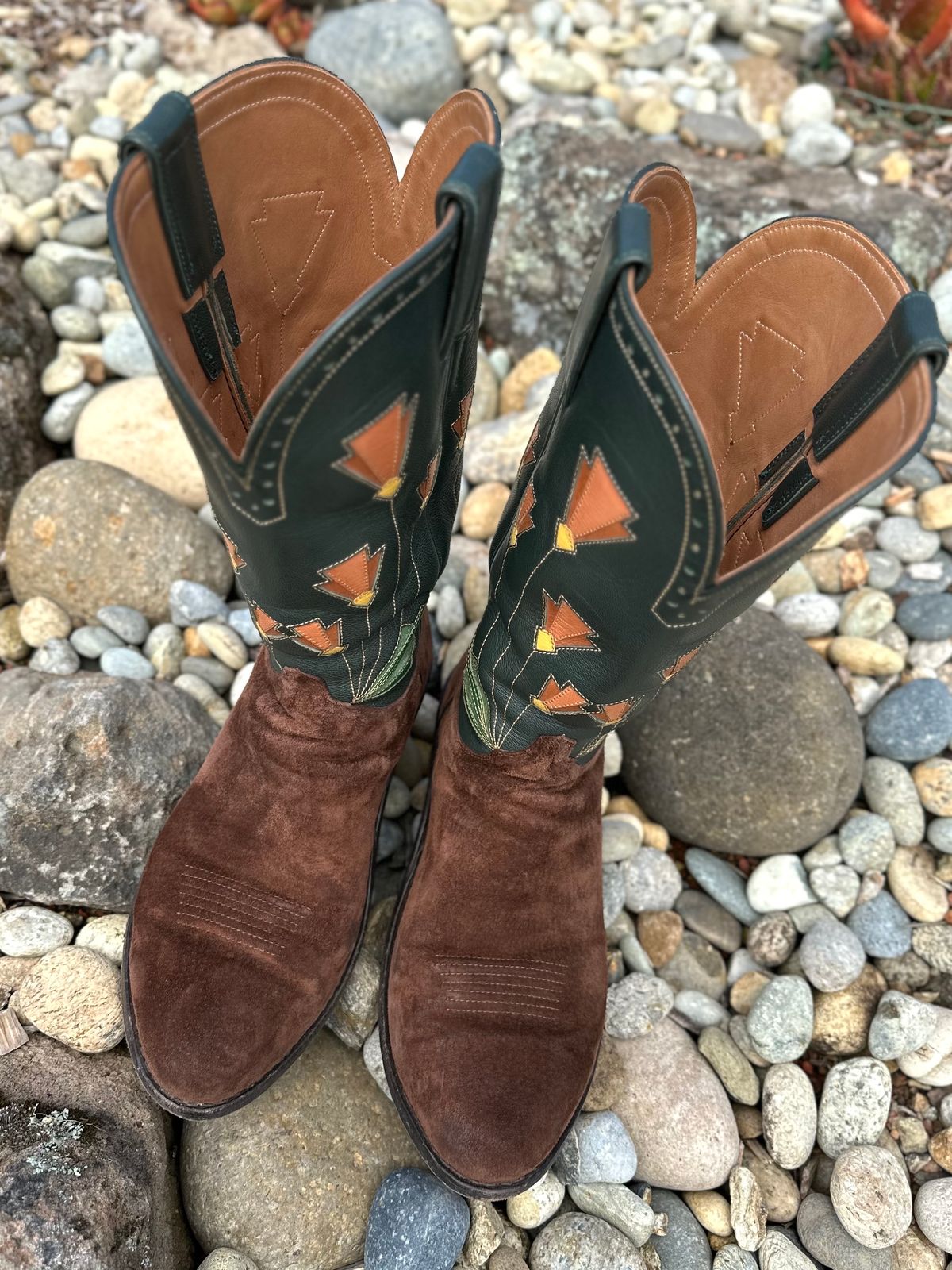 Photo by m.miel on April 3, 2024 of the Maya Miel Cowboy Boot in Pig Suede.