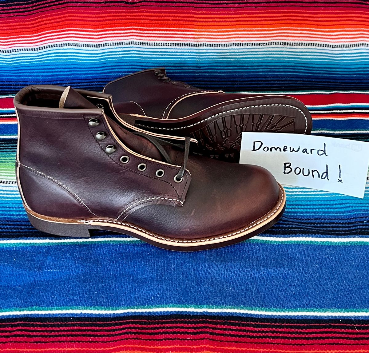 Photo by Motojet81 on October 4, 2023 of the Red Wing Blacksmith in S.B. Foot Briar Oil Slick.