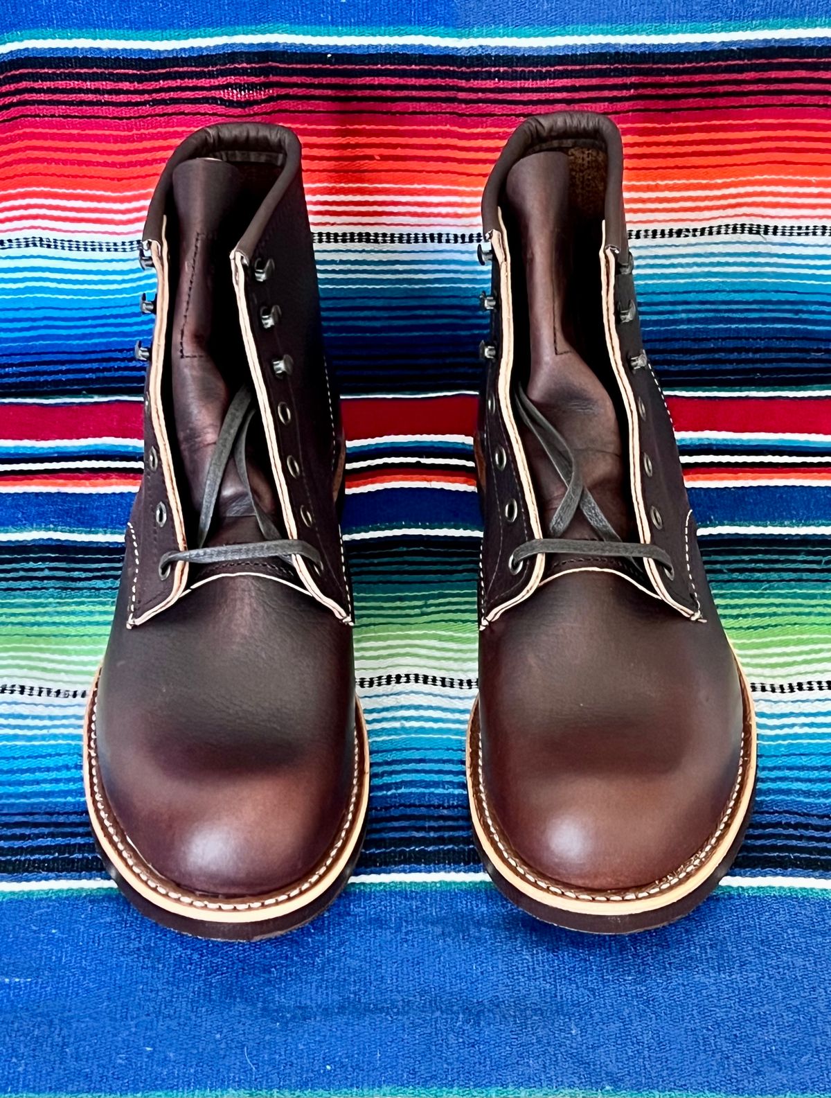 Photo by Motojet81 on October 4, 2023 of the Red Wing Blacksmith in S.B. Foot Briar Oil Slick.