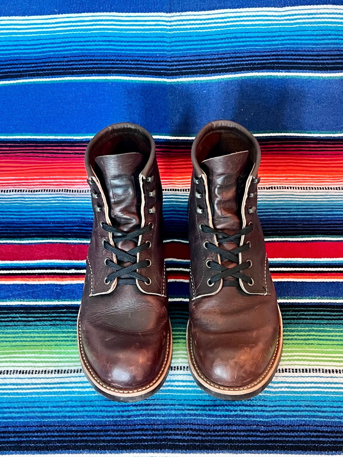 Photo by Motojet81 on November 1, 2023 of the Red Wing Blacksmith in S.B. Foot Briar Oil Slick.