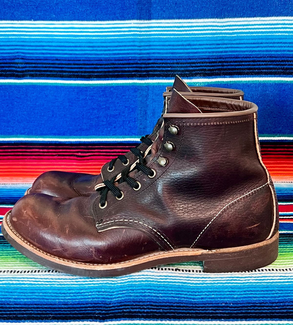 Photo by Motojet81 on December 4, 2023 of the Red Wing Blacksmith in S.B. Foot Briar Oil Slick.
