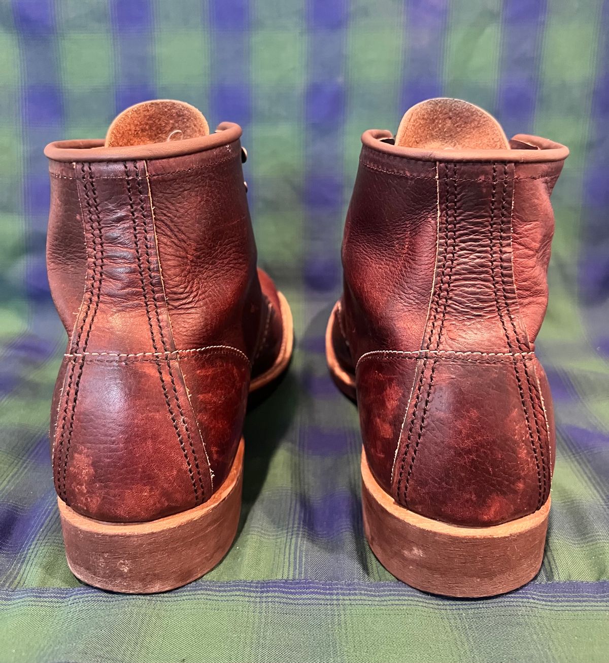 Photo by Motojet81 on February 5, 2024 of the Red Wing Blacksmith in S.B. Foot Briar Oil Slick.