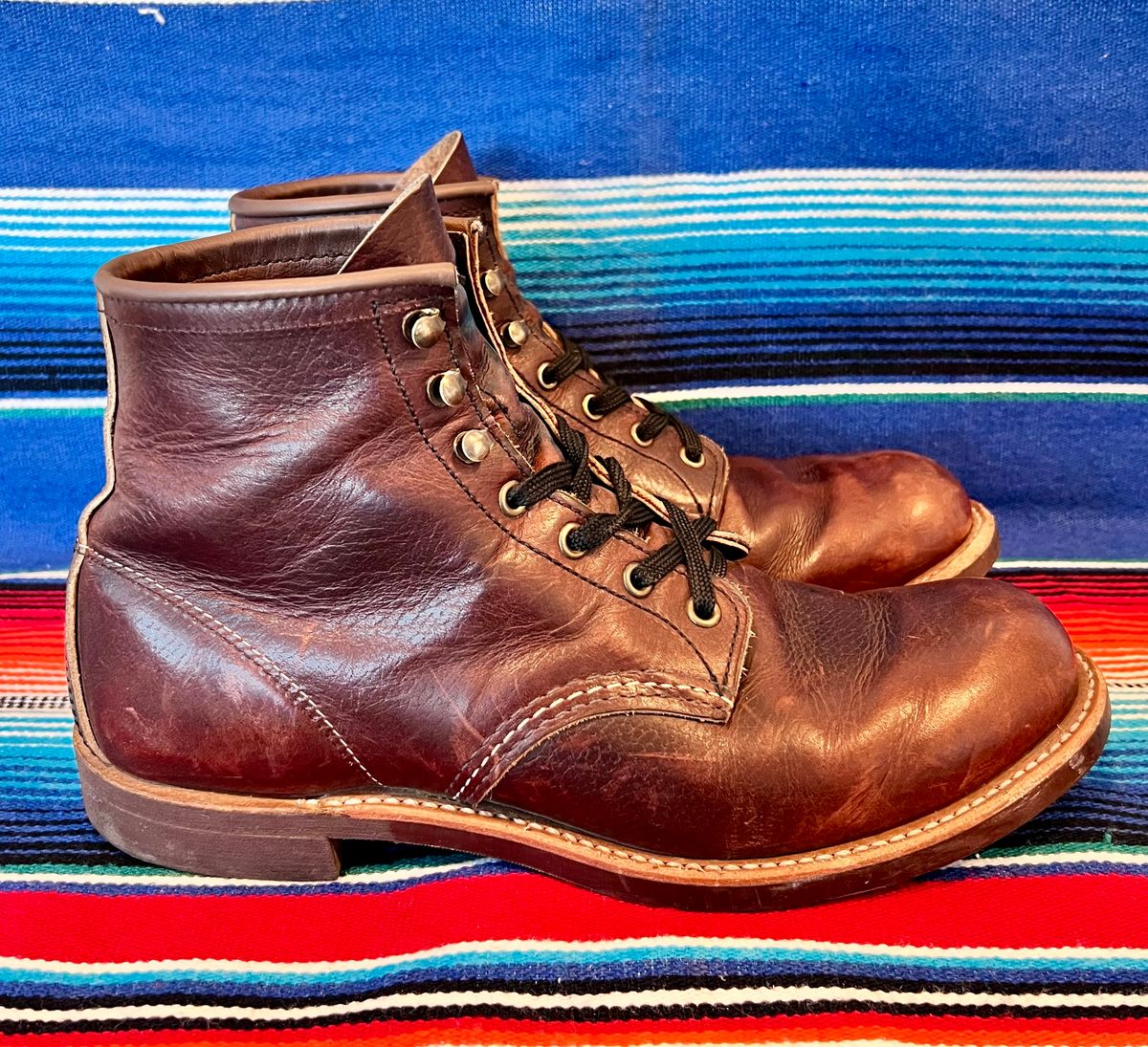 Photo by Motojet81 on April 3, 2024 of the Red Wing Blacksmith in S.B. Foot Briar Oil Slick.