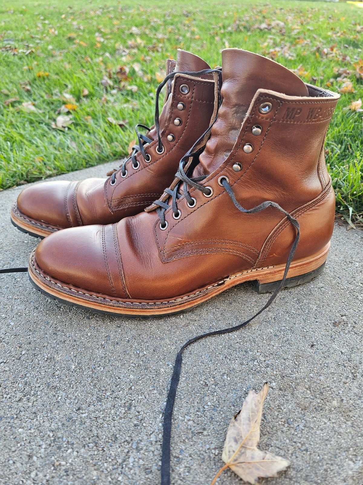 Photo by jho27 on November 5, 2023 of the White's MP-Sherman Toe Cap in Horween British Tan Chromexcel.