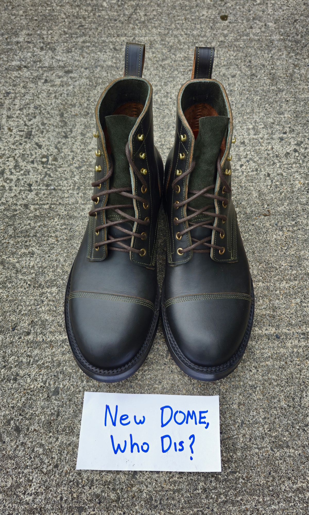 Photo by BCLEATHERGOODS on October 1, 2025 of the Bordon Tukano Boots in Wickett & Craig Olive Double Stuffed.