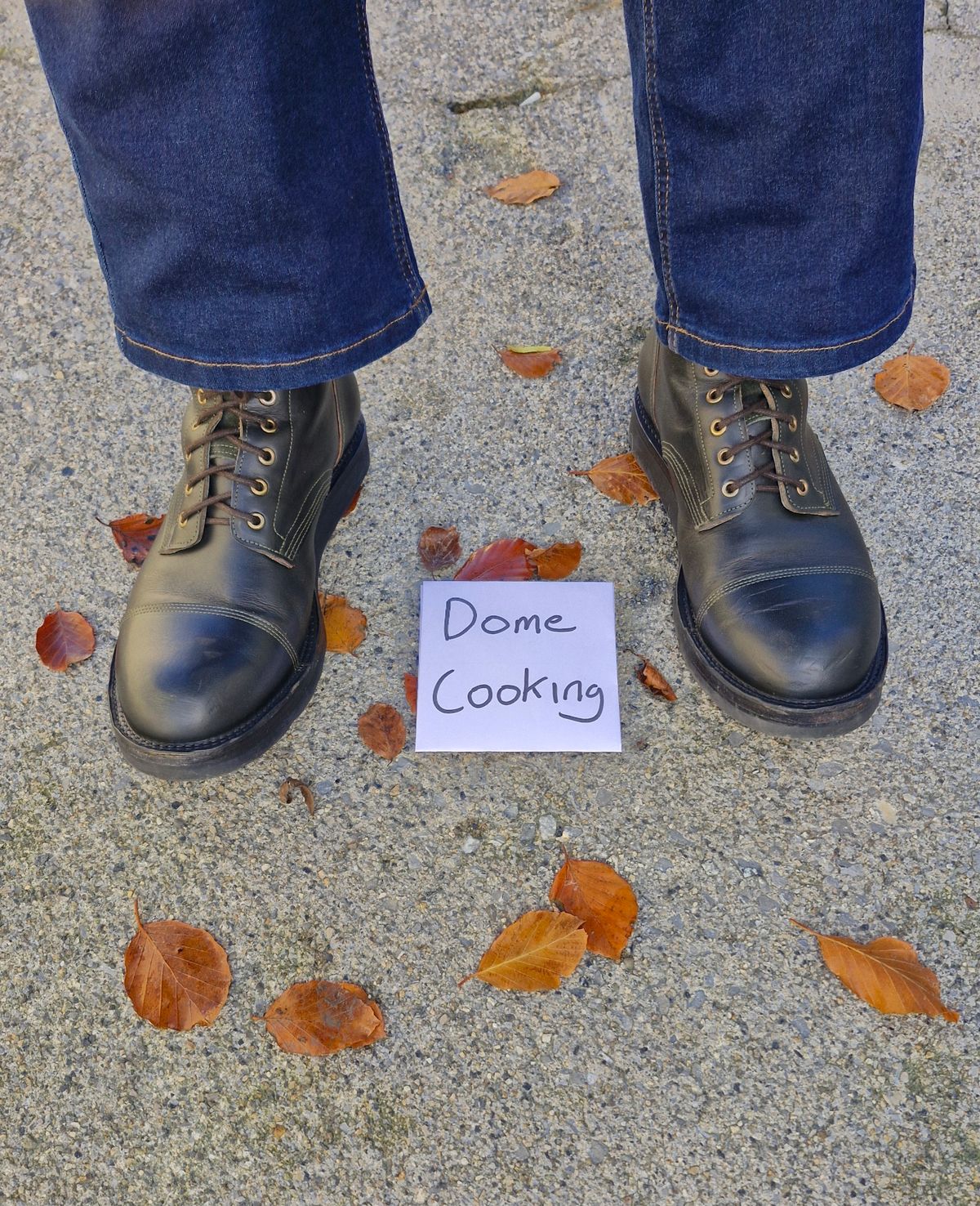 Photo by BCLEATHERGOODS on November 2, 2025 of the Bordon Tukano Boots in Wickett & Craig Olive Double Stuffed.