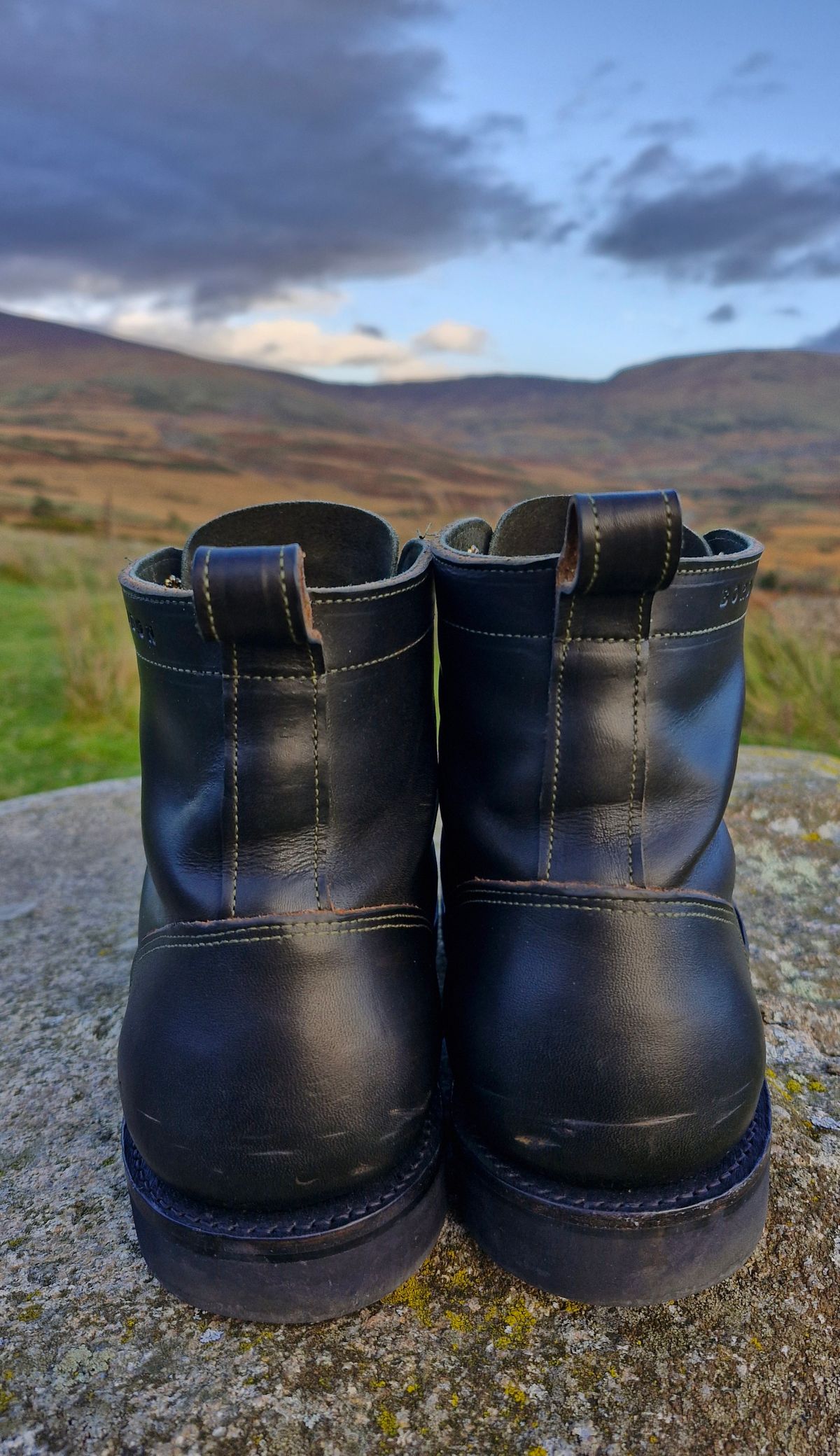 Photo by BCLEATHERGOODS on November 2, 2025 of the Bordon Tukano Boots in Wickett & Craig Olive Double Stuffed.