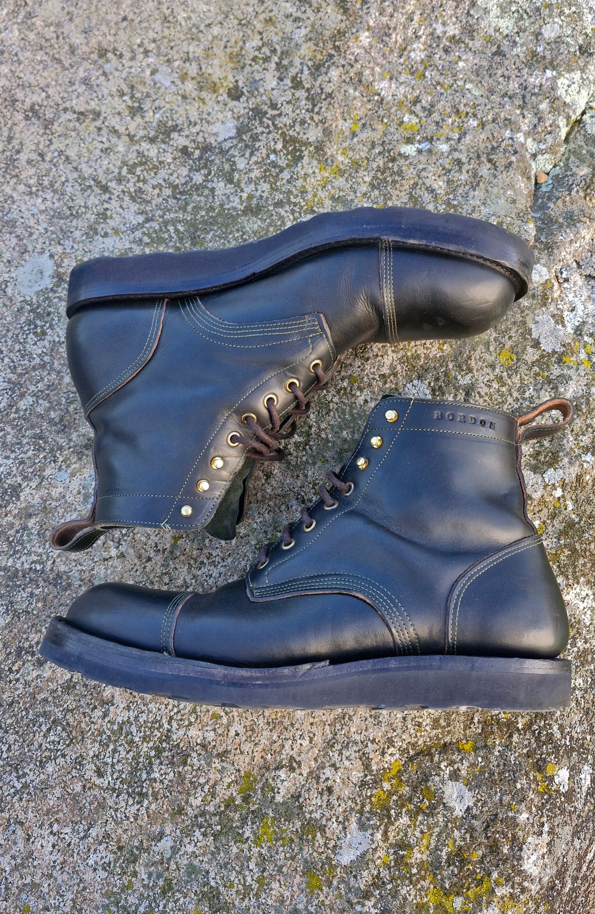 Photo by BCLEATHERGOODS on November 2, 2025 of the Bordon Tukano Boots in Wickett & Craig Olive Double Stuffed.
