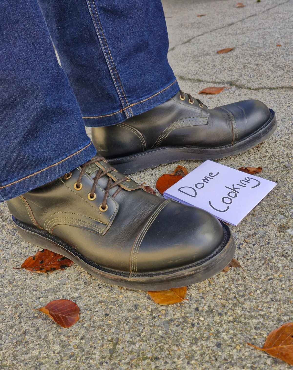 Photo by BCLEATHERGOODS on November 2, 2025 of the Bordon Tukano Boots in Wickett & Craig Olive Double Stuffed.