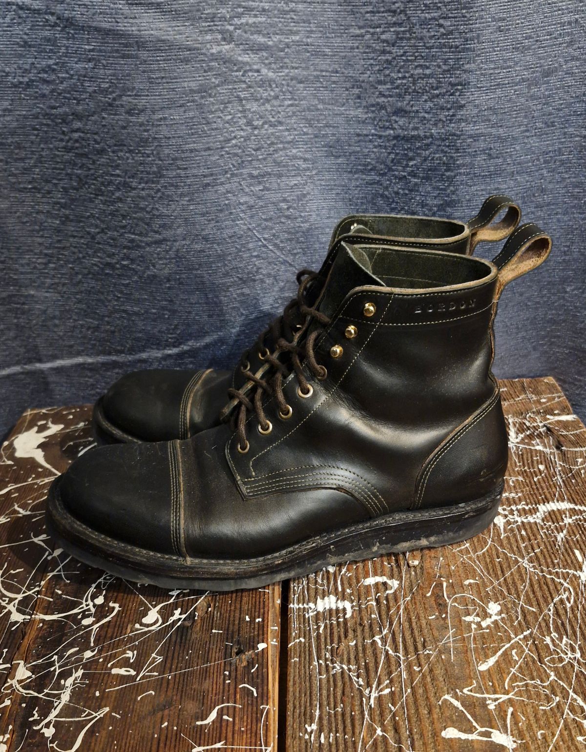 Photo by BCLEATHERGOODS on December 1, 2025 of the Bordon Tukano Boots in Wickett & Craig Olive Double Stuffed.