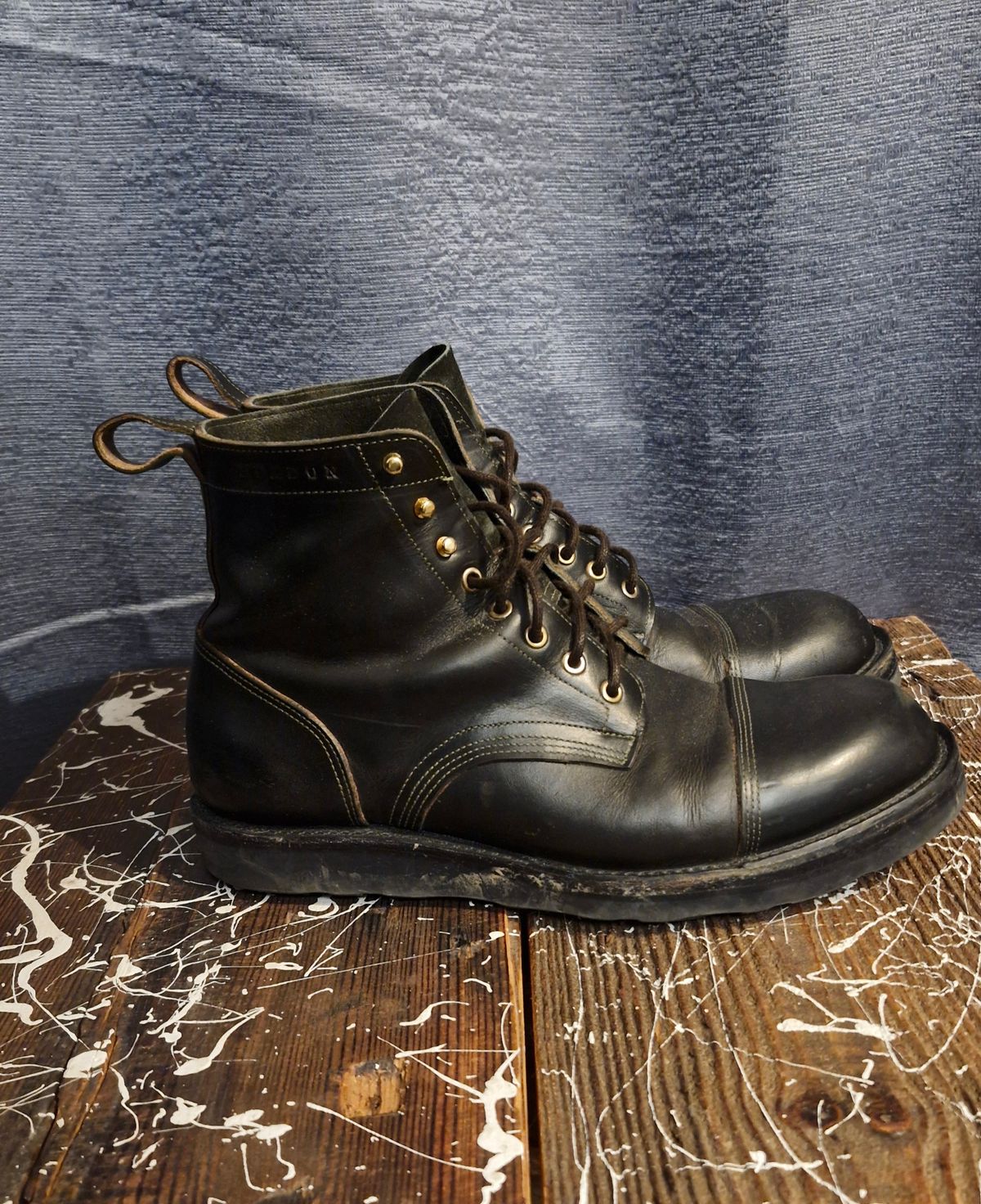 Photo by BCLEATHERGOODS on December 1, 2025 of the Bordon Tukano Boots in Wickett & Craig Olive Double Stuffed.