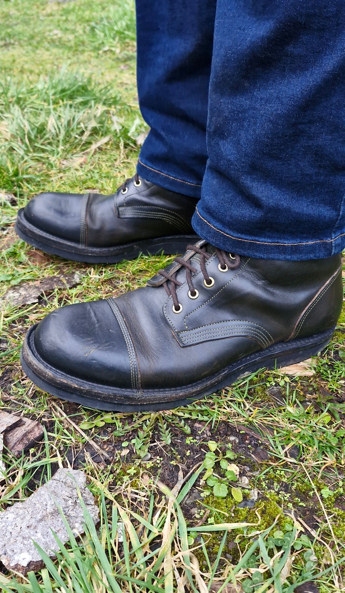 Photo by BCLEATHERGOODS on February 2, 2026 of the Bordon Tukano Boots in Wickett & Craig Olive Double Stuffed.