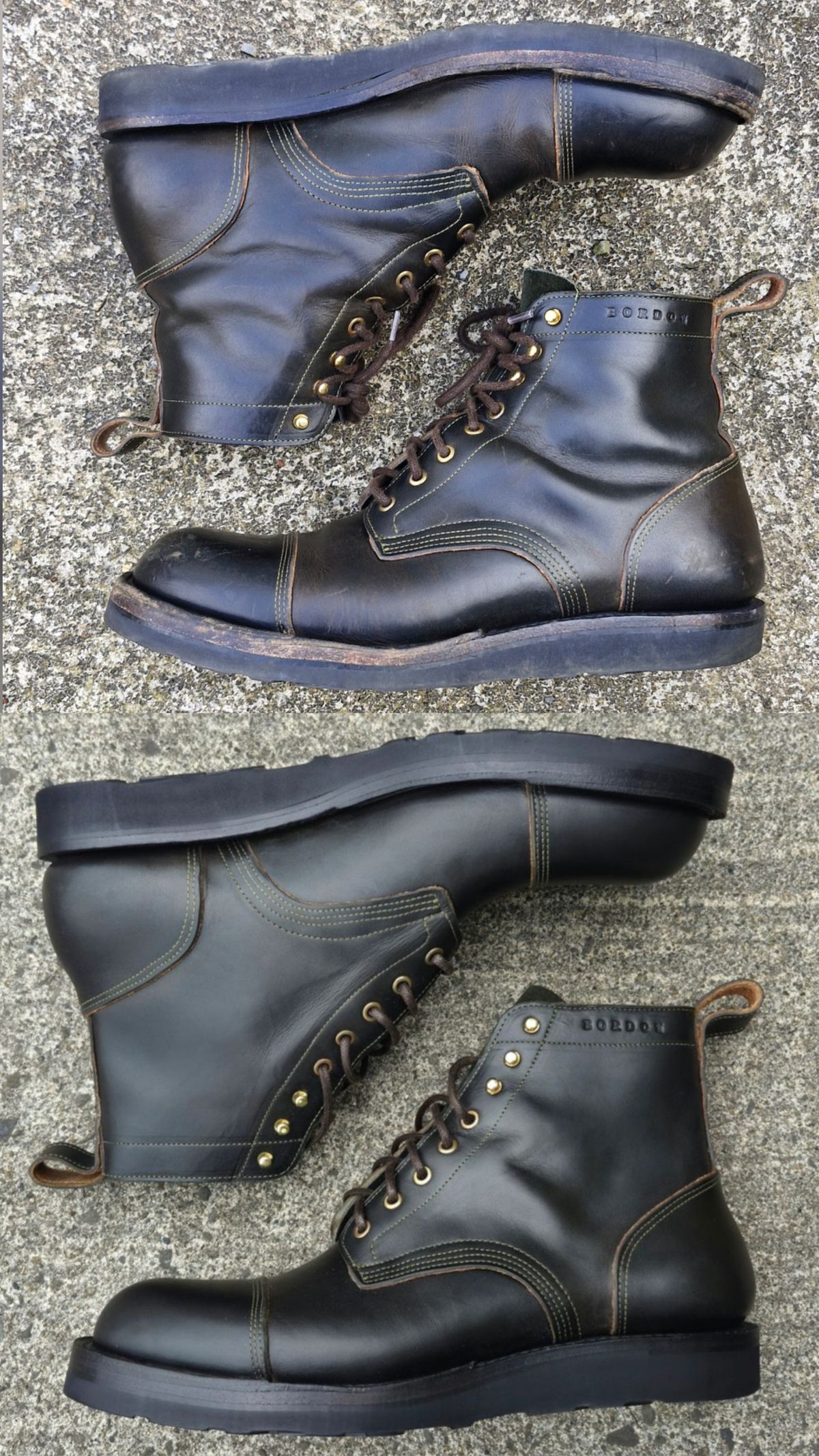 Photo by BCLEATHERGOODS on April 2, 2026 of the Bordon Tukano Boots in Wickett & Craig Olive Double Stuffed.