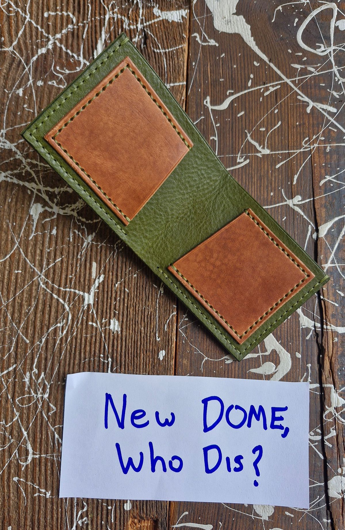 Photo by BCLEATHERGOODS on October 1, 2025 of the BCLeathergoods Wallet in Horween Natural Dublin & Badalassi Carlo Olive Green Minerva.