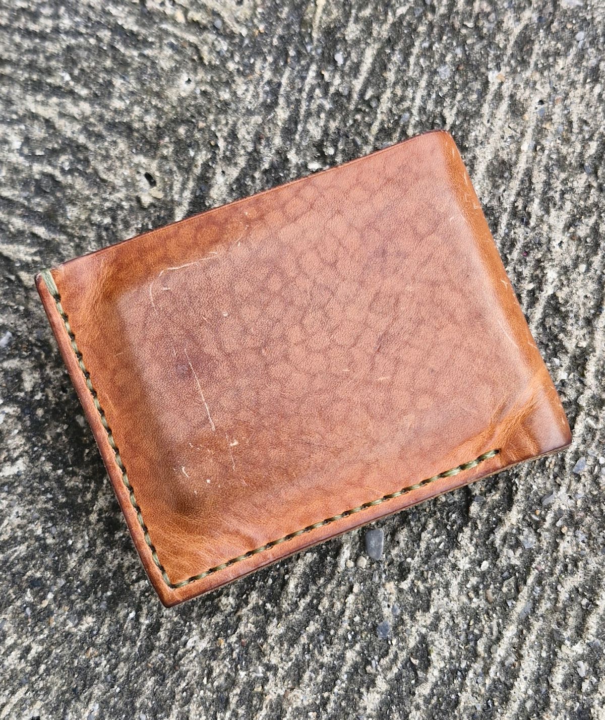 Photo by BCLEATHERGOODS on March 2, 2026 of the BCLeathergoods Wallet in Horween Natural Dublin & Badalassi Carlo Olive Green Minerva.